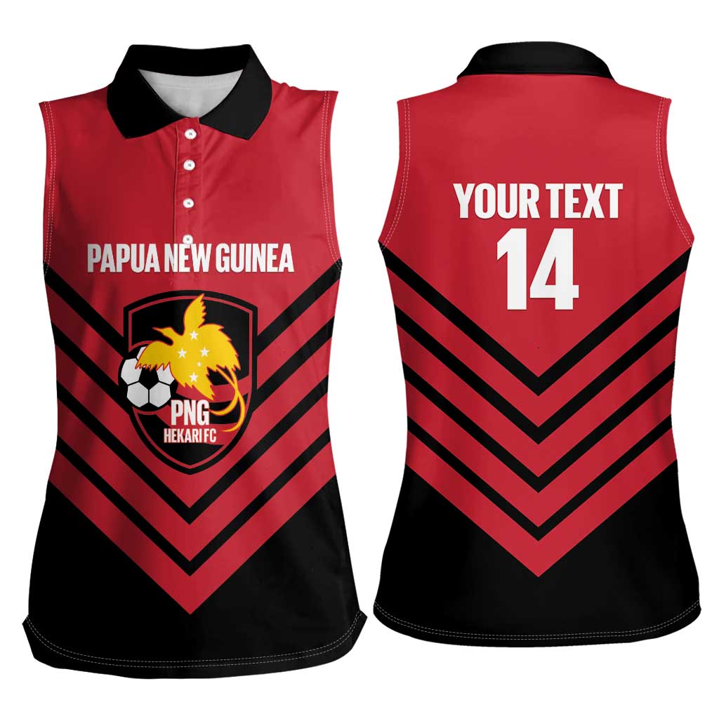 Hekari Papua New Guinea Football Custom Women Sleeveless Polo Shirt Go PNG Red Army