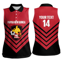 Hekari Papua New Guinea Football Custom Women Sleeveless Polo Shirt Go PNG Red Army