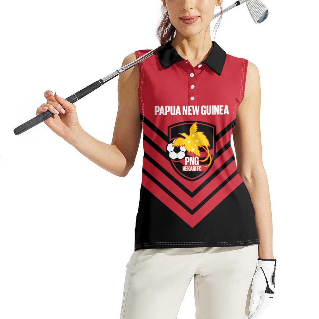 Hekari Papua New Guinea Football Custom Women Sleeveless Polo Shirt Go PNG Red Army