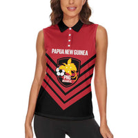 Hekari Papua New Guinea Football Custom Women Sleeveless Polo Shirt Go PNG Red Army