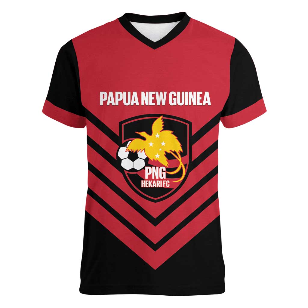 Hekari Papua New Guinea Football Custom Women V-Neck T-Shirt Go PNG Red Army
