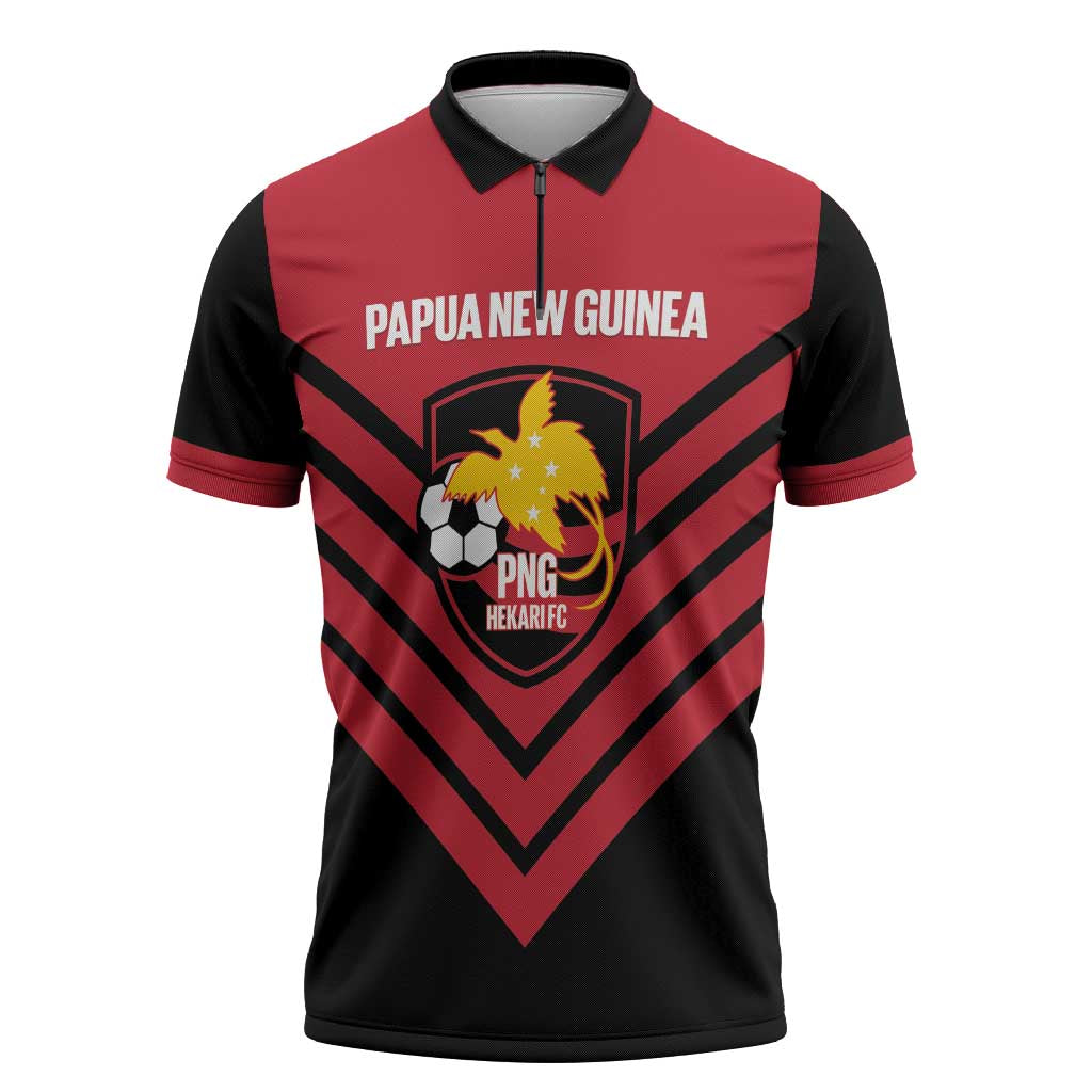 Hekari Papua New Guinea Football Custom Zipper Polo Shirt Go PNG Red Army LT14 Red - Polynesian Pride
