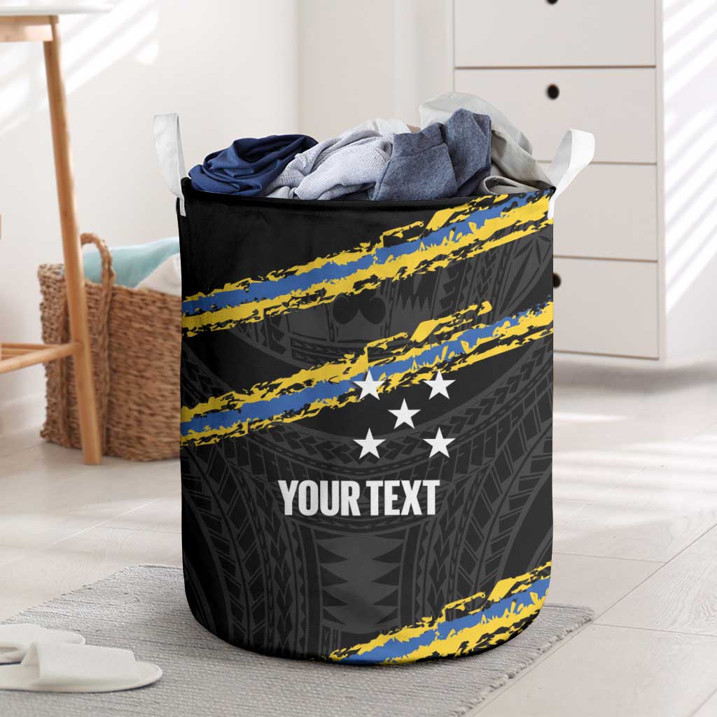 Kings Solomon Islands Football Custom Laundry Basket Come On Solomons Polynesian Grunge Style LT14 Black - Polynesian Pride