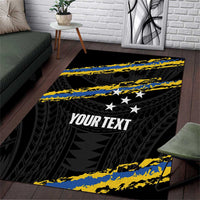 Kings Solomon Islands Football Custom Area Rug Come On Solomons Polynesian Grunge Style LT14 Black - Polynesian Pride