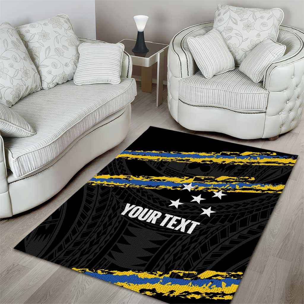 Kings Solomon Islands Football Custom Area Rug Come On Solomons Polynesian Grunge Style LT14 - Polynesian Pride