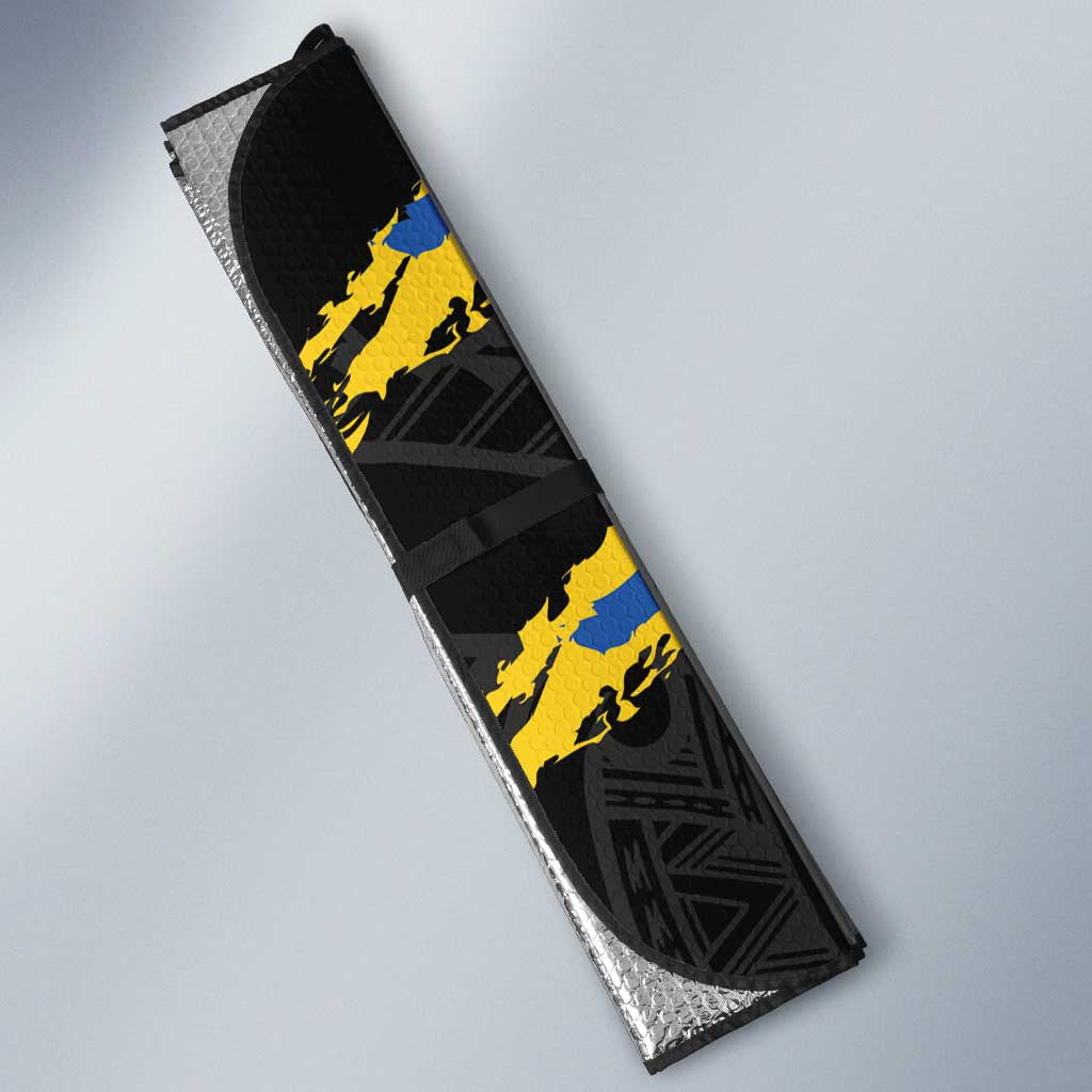 Kings Solomon Islands Football Custom Auto Sun Shade Come On Solomons Polynesian Grunge Style LT14 - Polynesian Pride