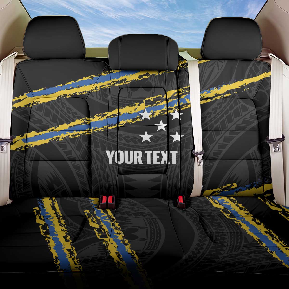 Kings Solomon Islands Football Custom Back Car Seat Cover Come On Solomons Polynesian Grunge Style