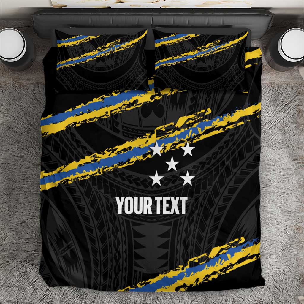 Kings Solomon Islands Football Custom Bedding Set Come On Solomons Polynesian Grunge Style LT14 Black - Polynesian Pride