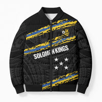 Kings Solomon Islands Football Custom Bomber Puffer Jacket Come On Solomons Polynesian Grunge Style LT14 Unisex Black - Polynesian Pride