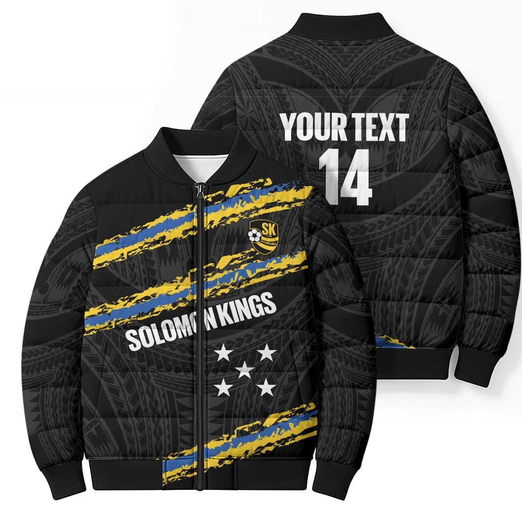 Kings Solomon Islands Football Custom Bomber Puffer Jacket Come On Solomons Polynesian Grunge Style LT14 - Polynesian Pride