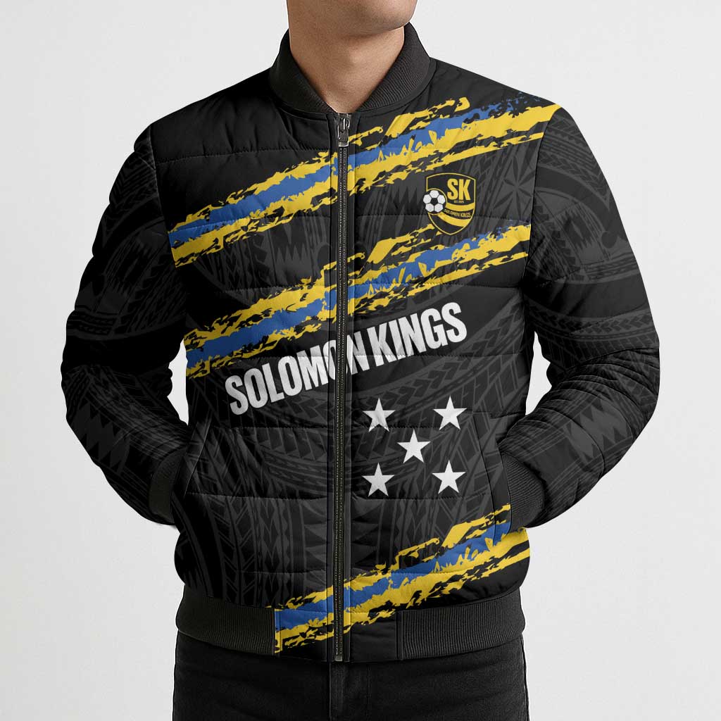 Kings Solomon Islands Football Custom Bomber Puffer Jacket Come On Solomons Polynesian Grunge Style LT14 - Polynesian Pride