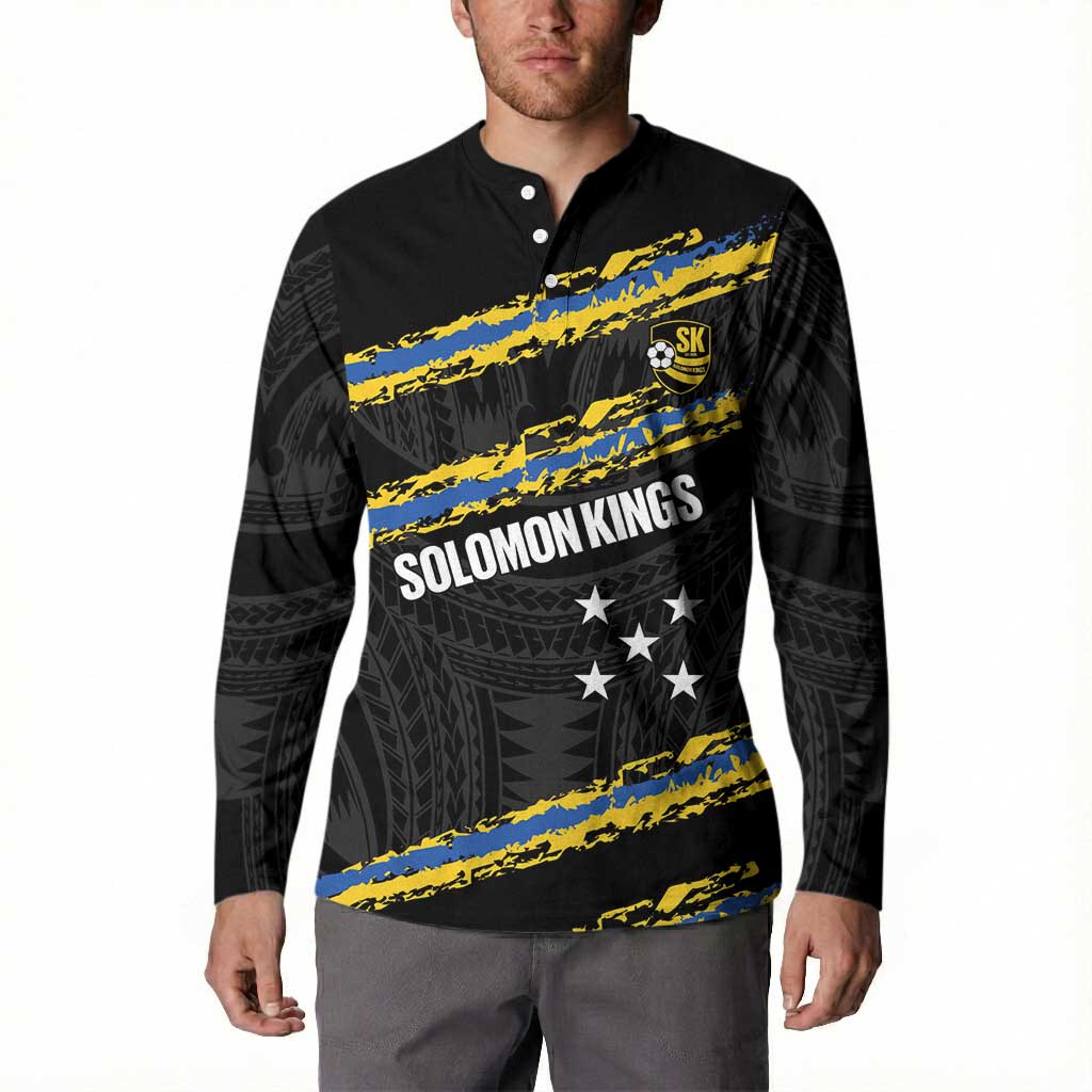 Kings Solomon Islands Football Custom Button Sweatshirt Come On Solomons Polynesian Grunge Style