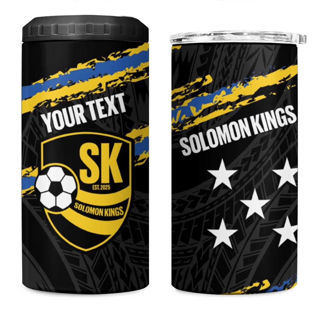 Kings Solomon Islands Football Custom 4 in 1 Can Cooler Tumbler Come On Solomons Polynesian Grunge Style