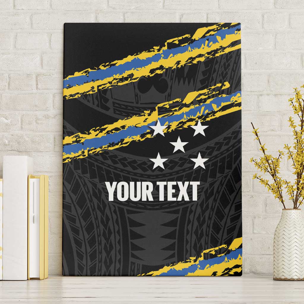 Kings Solomon Islands Football Custom Canvas Wall Art Come On Solomons Polynesian Grunge Style LT14 Without Frame Black - Polynesian Pride