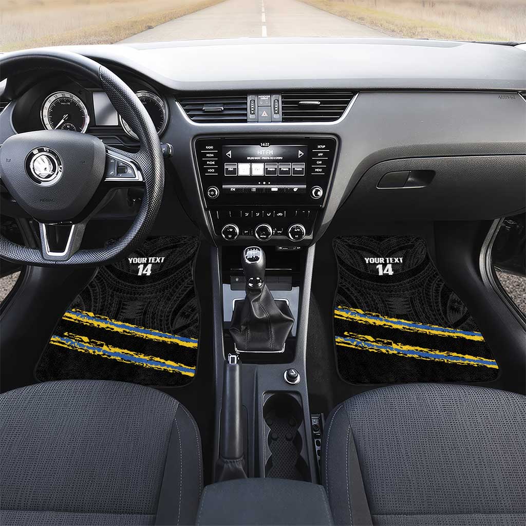 Kings Solomon Islands Football Custom Car Mats Come On Solomons Polynesian Grunge Style LT14 Set 2pcs - Front Black - Polynesian Pride