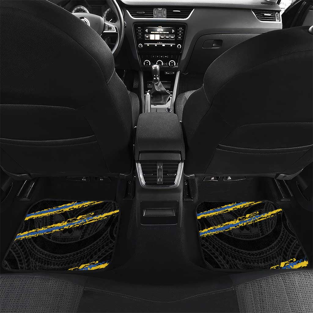 Kings Solomon Islands Football Custom Car Mats Come On Solomons Polynesian Grunge Style LT14 Set 2pcs - Back Black - Polynesian Pride
