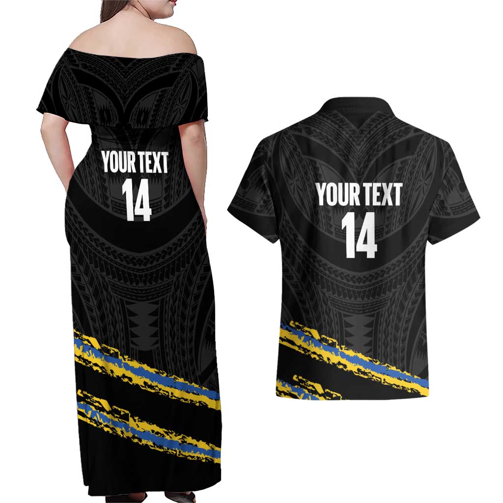 Kings Solomon Islands Football Custom Couples Matching Off Shoulder Maxi Dress and Hawaiian Shirt Come On Solomons Polynesian Grunge Style