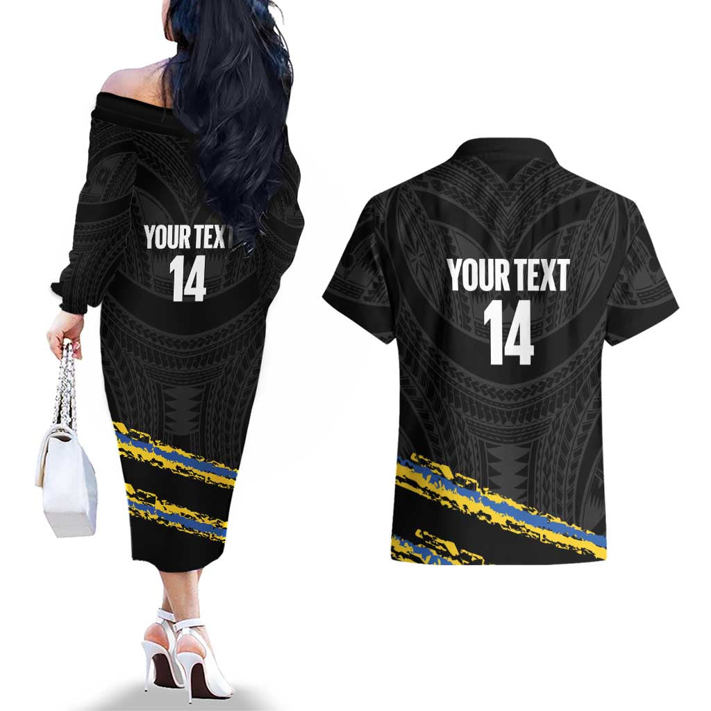 Kings Solomon Islands Football Custom Couples Matching Off The Shoulder Long Sleeve Dress and Hawaiian Shirt Come On Solomons Polynesian Grunge Style