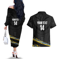 Kings Solomon Islands Football Custom Couples Matching Off The Shoulder Long Sleeve Dress and Hawaiian Shirt Come On Solomons Polynesian Grunge Style