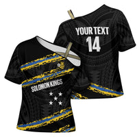 Kings Solomon Islands Football Custom Cross Shoulder Shirt Come On Solomons Polynesian Grunge Style LT14 - Polynesian Pride