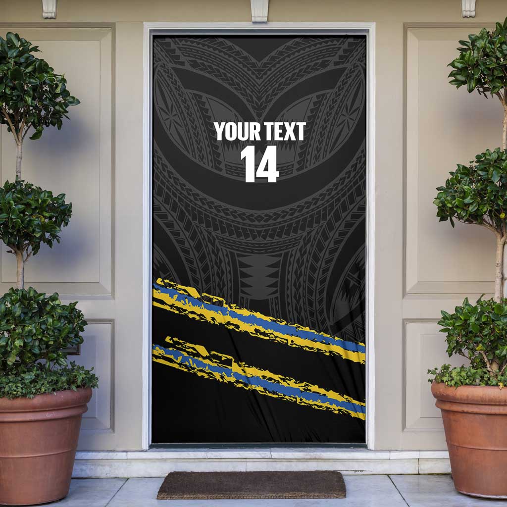 Kings Solomon Islands Football Custom Door Cover Come On Solomons Polynesian Grunge Style LT14 Black - Polynesian Pride
