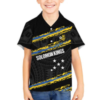 Kings Solomon Islands Football Custom Family Matching Off Shoulder Maxi Dress and Hawaiian Shirt Come On Solomons Polynesian Grunge Style