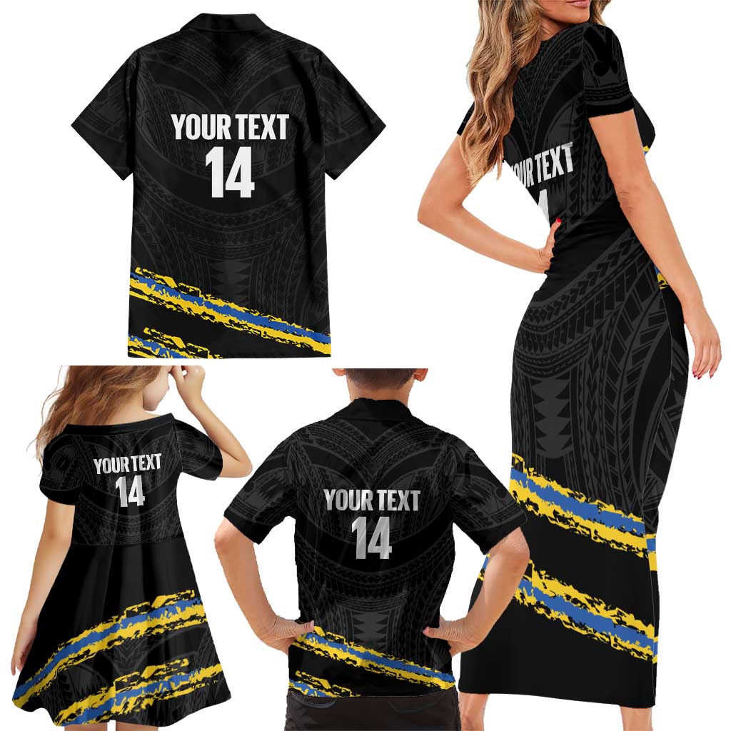 Kings Solomon Islands Football Custom Family Matching Short Sleeve Bodycon Dress and Hawaiian Shirt Come On Solomons Polynesian Grunge Style
