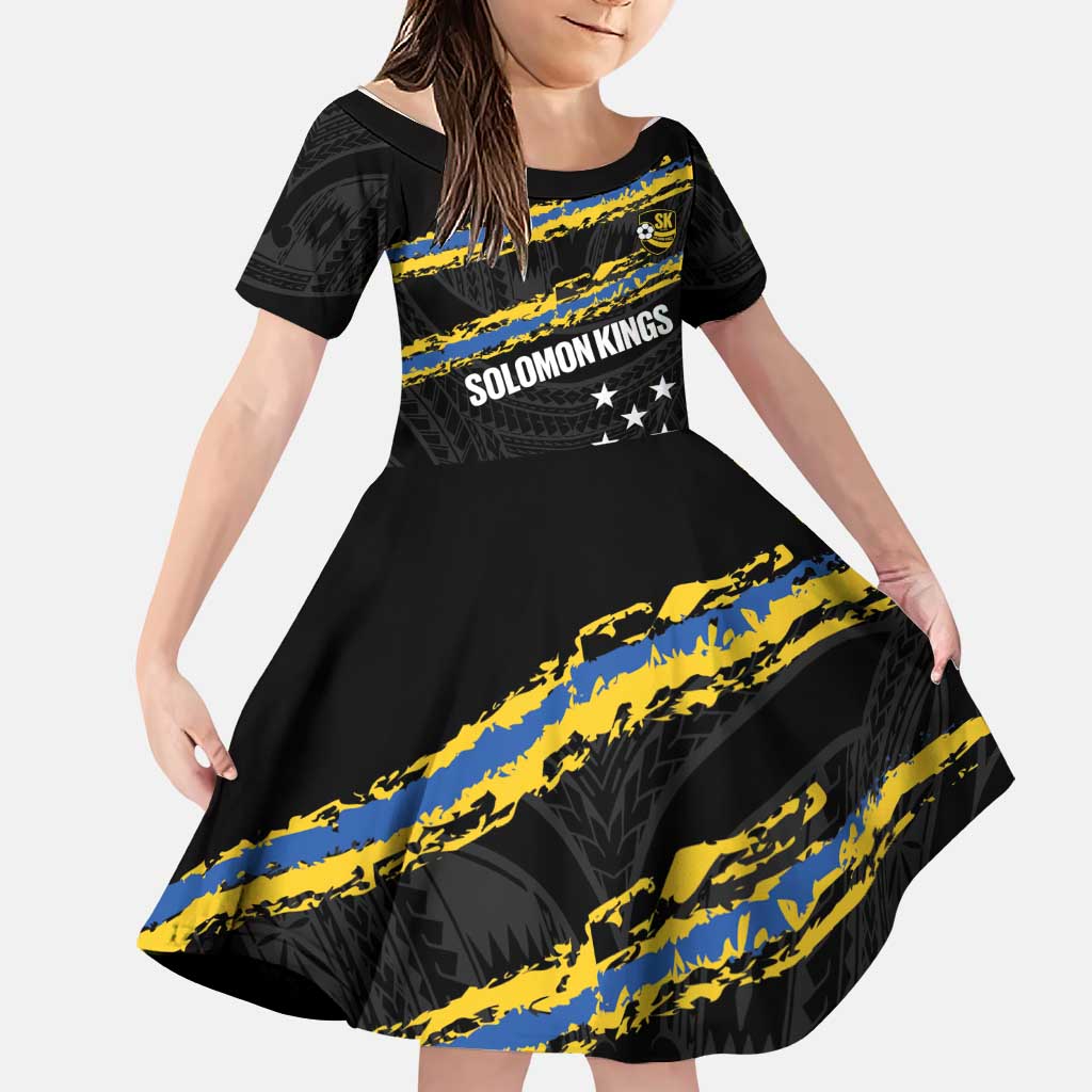 Kings Solomon Islands Football Custom Family Matching Summer Maxi Dress and Hawaiian Shirt Come On Solomons Polynesian Grunge Style