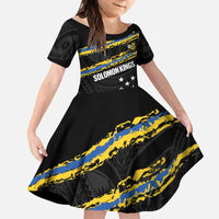 Kings Solomon Islands Football Custom Family Matching Tank Maxi Dress and Hawaiian Shirt Come On Solomons Polynesian Grunge Style