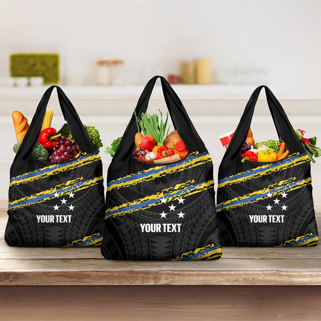 Kings Solomon Islands Football Custom Grocery Bag Come On Solomons Polynesian Grunge Style LT14 3-pack One Size Black - Polynesian Pride