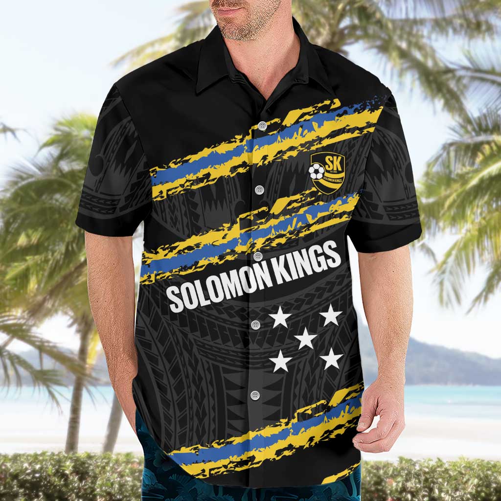 Kings Solomon Islands Football Custom Hawaiian Shirt Come On Solomons Polynesian Grunge Style