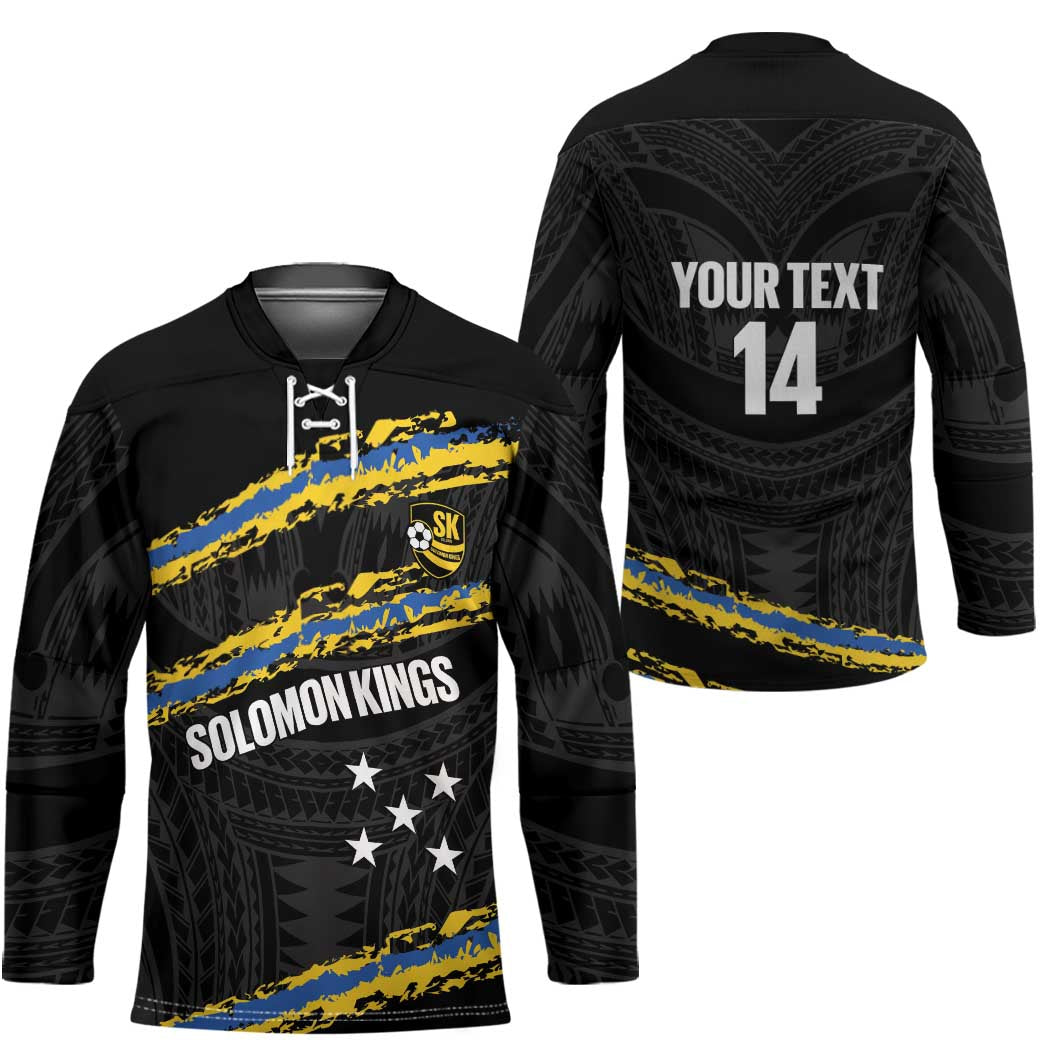 Kings Solomon Islands Football Custom Hockey Jersey Come On Solomons Polynesian Grunge Style LT14 - Polynesian Pride