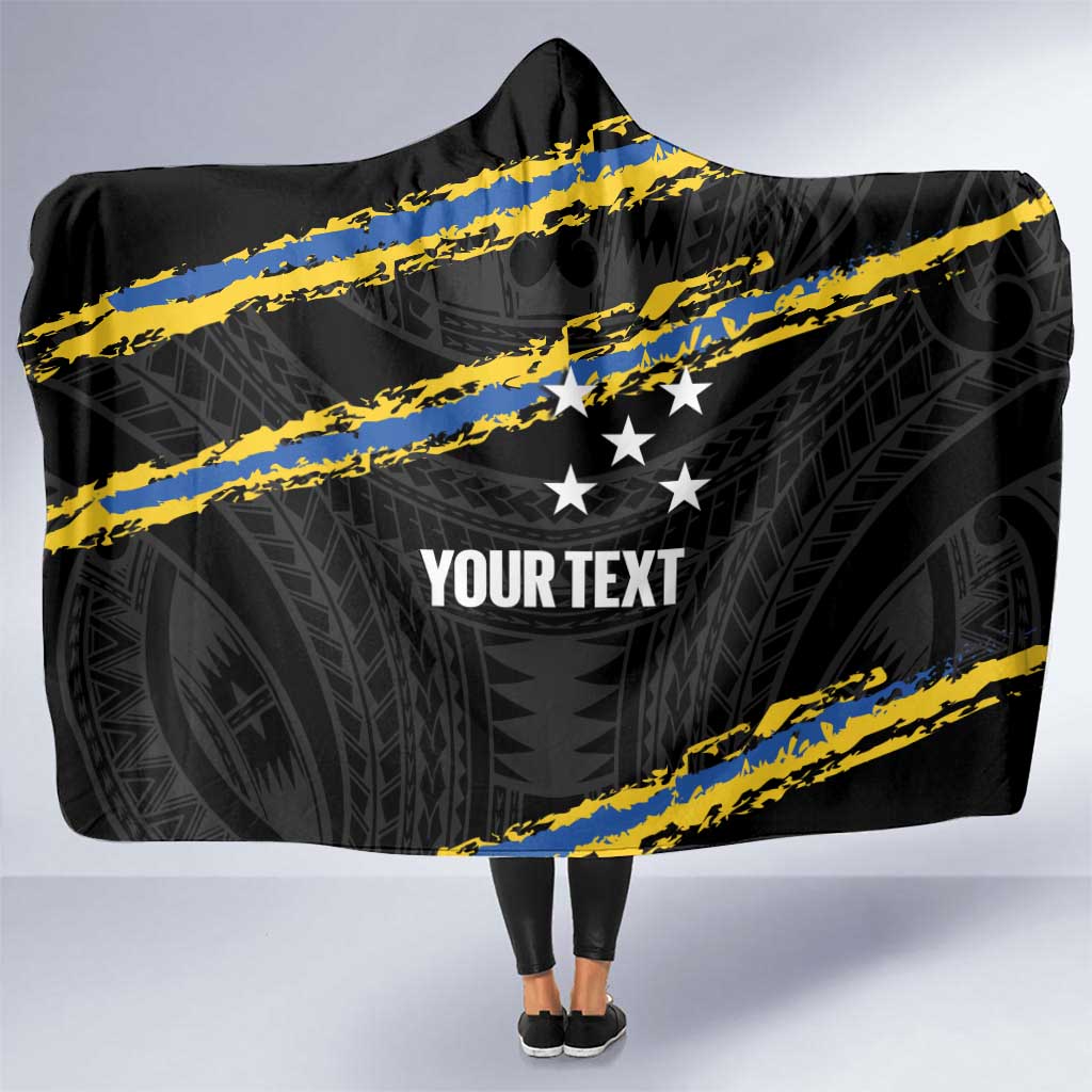 Kings Solomon Islands Football Custom Hooded Blanket Come On Solomons Polynesian Grunge Style LT14 One Size Black - Polynesian Pride
