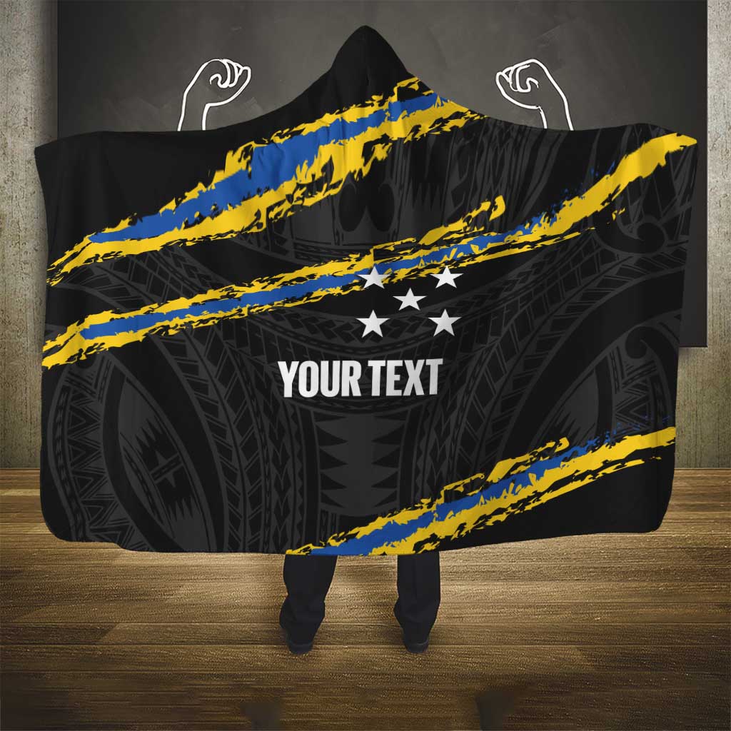 Kings Solomon Islands Football Custom Hooded Blanket Come On Solomons Polynesian Grunge Style LT14 - Polynesian Pride