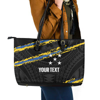 Kings Solomon Islands Football Custom Leather Tote Bag Come On Solomons Polynesian Grunge Style LT14 - Polynesian Pride