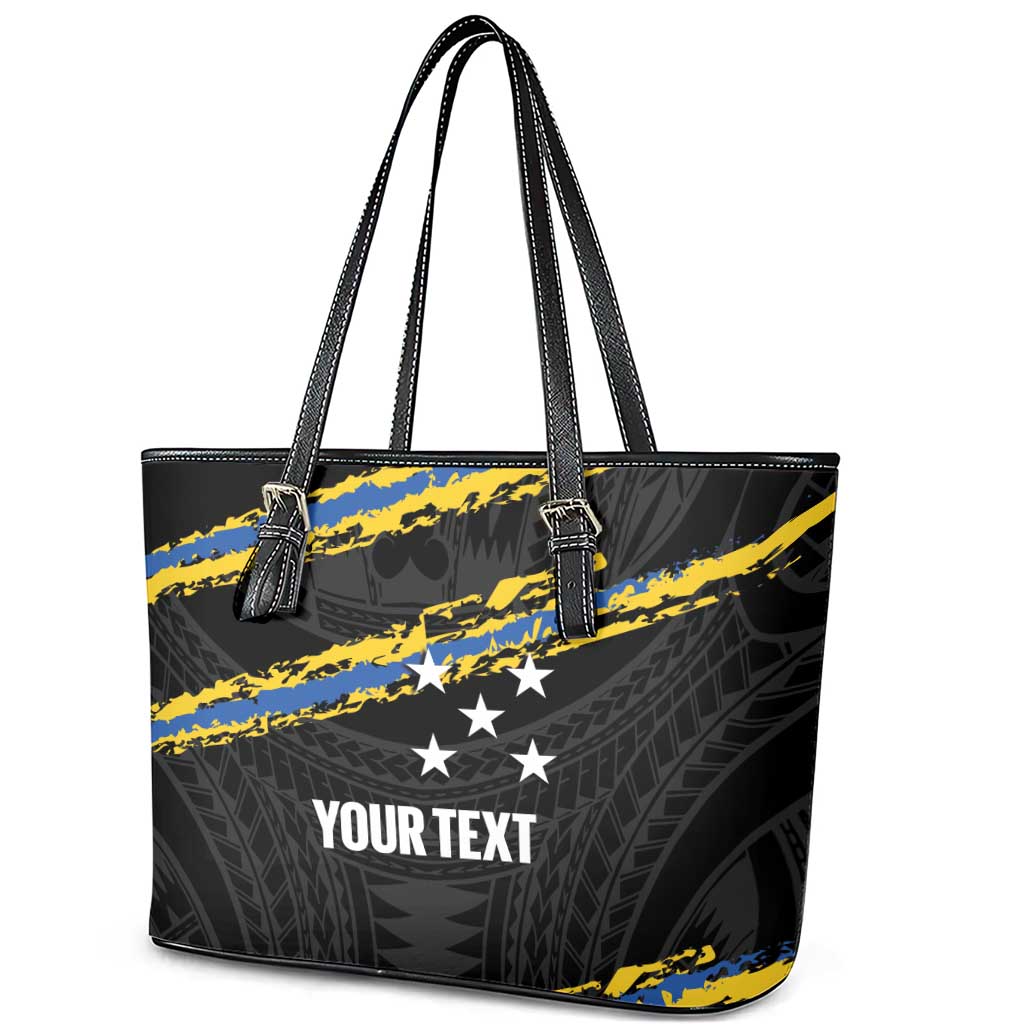 Kings Solomon Islands Football Custom Leather Tote Bag Come On Solomons Polynesian Grunge Style LT14 - Polynesian Pride