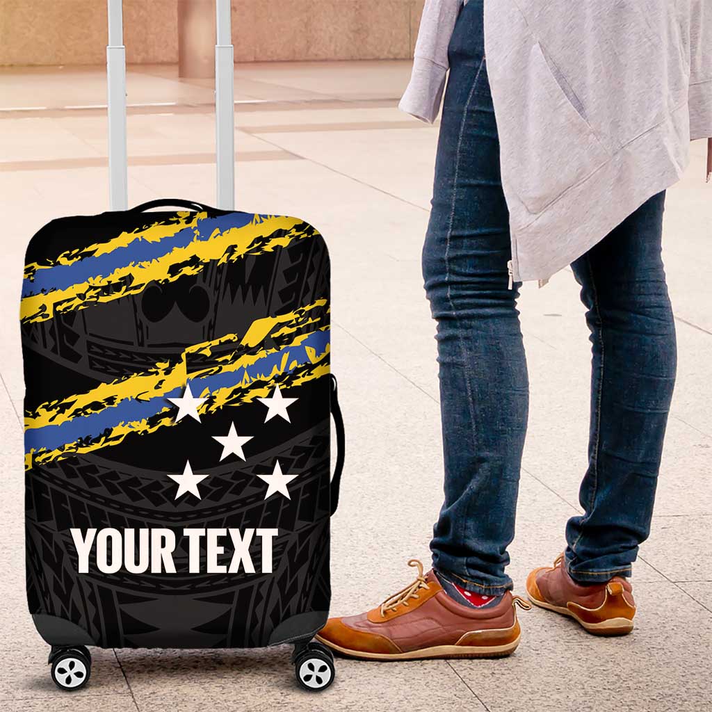 Kings Solomon Islands Football Custom Luggage Cover Come On Solomons Polynesian Grunge Style LT14 Black - Polynesian Pride