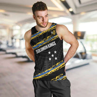 Kings Solomon Islands Football Custom Men Tank Top Come On Solomons Polynesian Grunge Style LT14 Black - Polynesian Pride