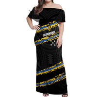 Kings Solomon Islands Football Custom Off Shoulder Maxi Dress Come On Solomons Polynesian Grunge Style LT14 Women Black - Polynesian Pride