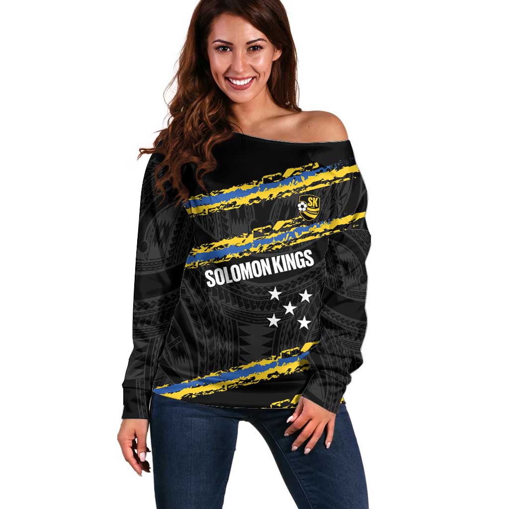 Kings Solomon Islands Football Custom Off Shoulder Sweater Come On Solomons Polynesian Grunge Style