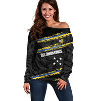 Kings Solomon Islands Football Custom Off Shoulder Sweater Come On Solomons Polynesian Grunge Style