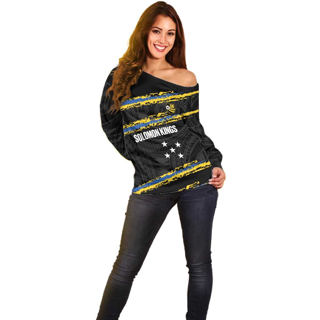 Kings Solomon Islands Football Custom Off Shoulder Sweater Come On Solomons Polynesian Grunge Style