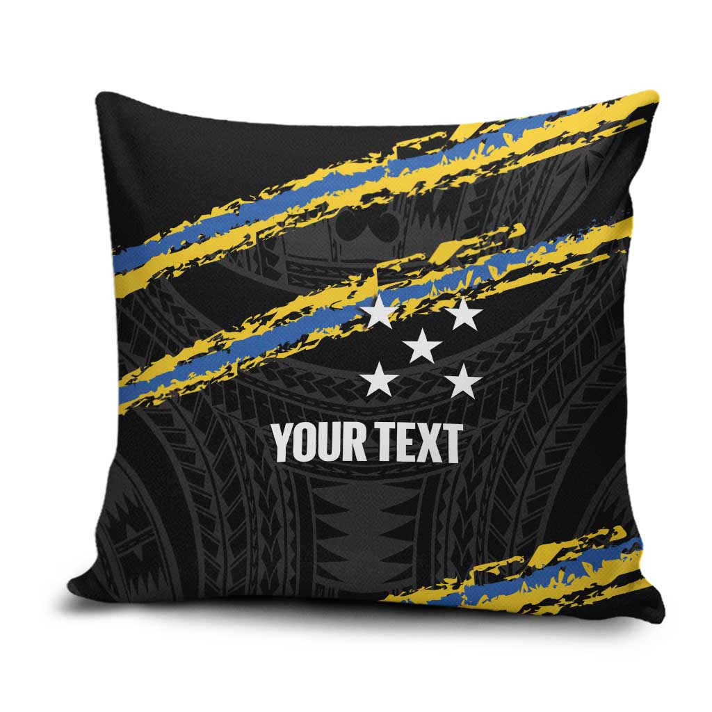 Kings Solomon Islands Football Custom Pillow Cover Come On Solomons Polynesian Grunge Style LT14 Black - Polynesian Pride