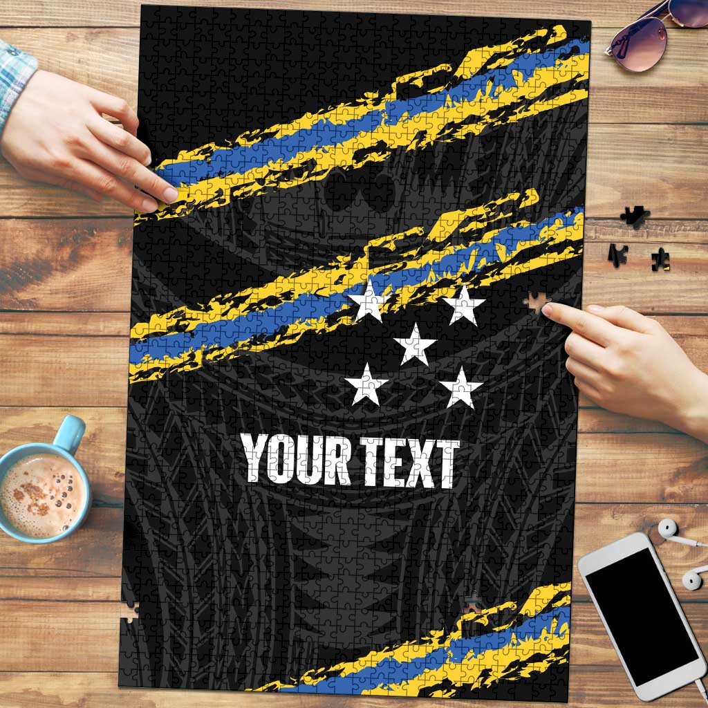 Kings Solomon Islands Football Custom Puzzle Come On Solomons Polynesian Grunge Style LT14 Black - Polynesian Pride