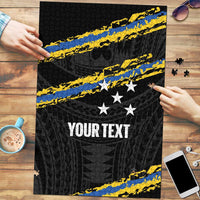 Kings Solomon Islands Football Custom Puzzle Come On Solomons Polynesian Grunge Style LT14 Black - Polynesian Pride