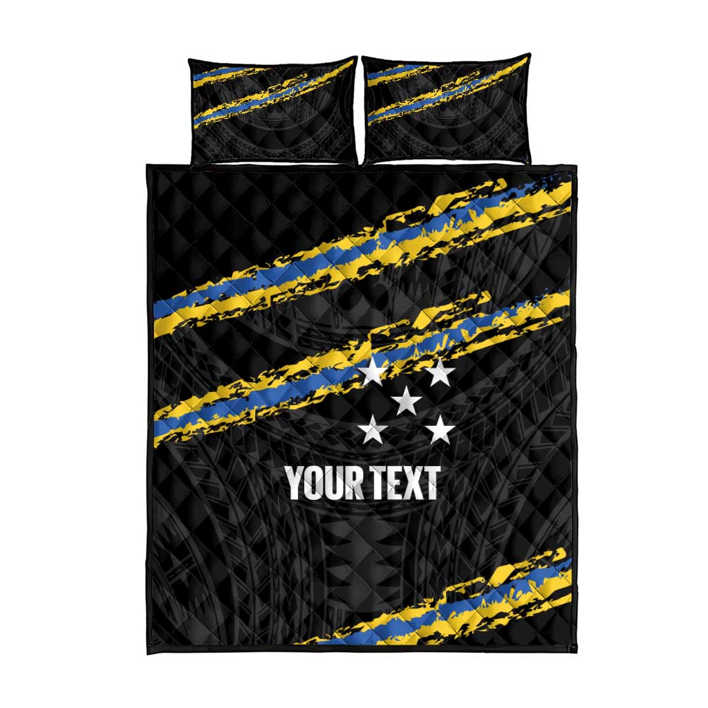 Kings Solomon Islands Football Custom Quilt Bed Set Come On Solomons Polynesian Grunge Style LT14 - Polynesian Pride