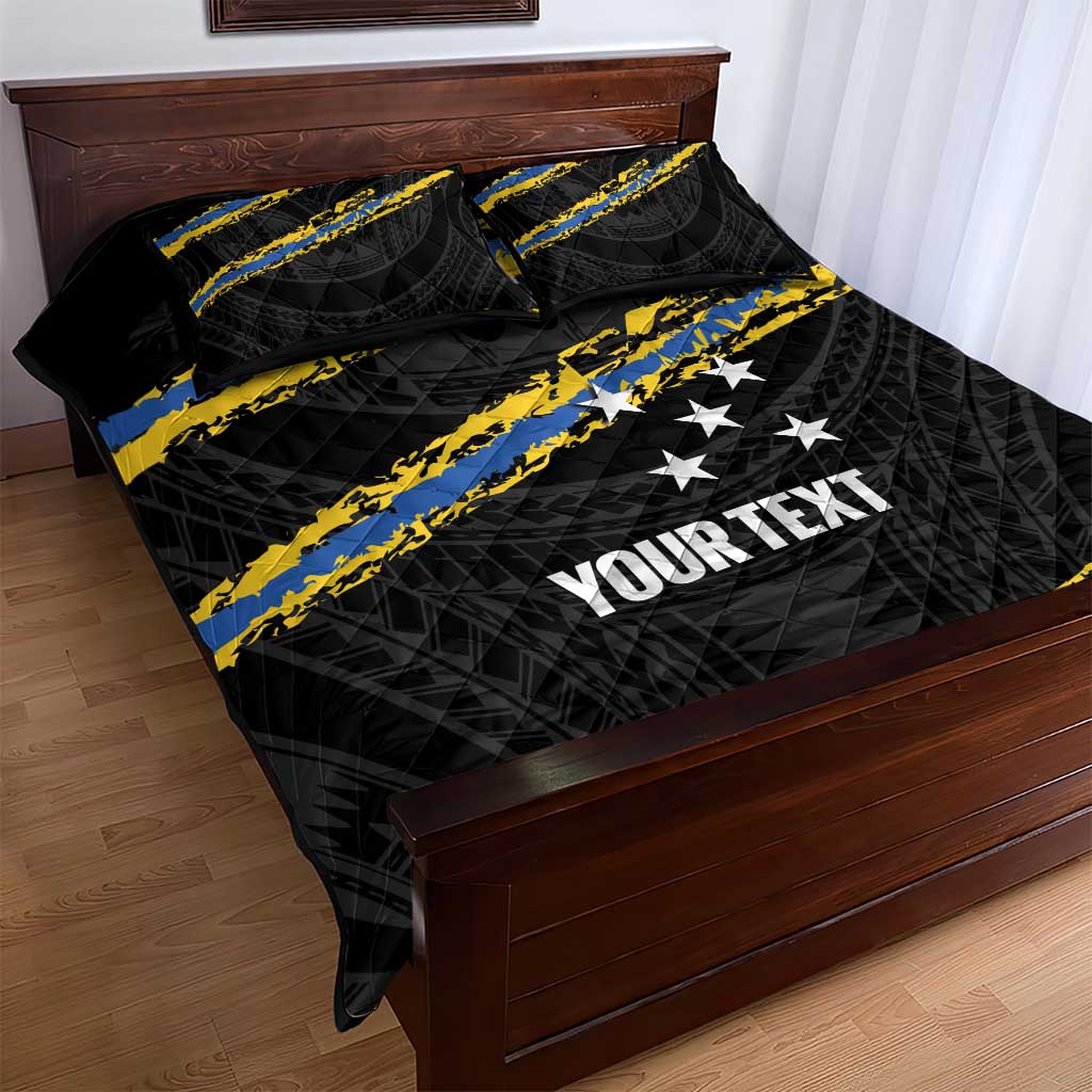 Kings Solomon Islands Football Custom Quilt Bed Set Come On Solomons Polynesian Grunge Style LT14 - Polynesian Pride
