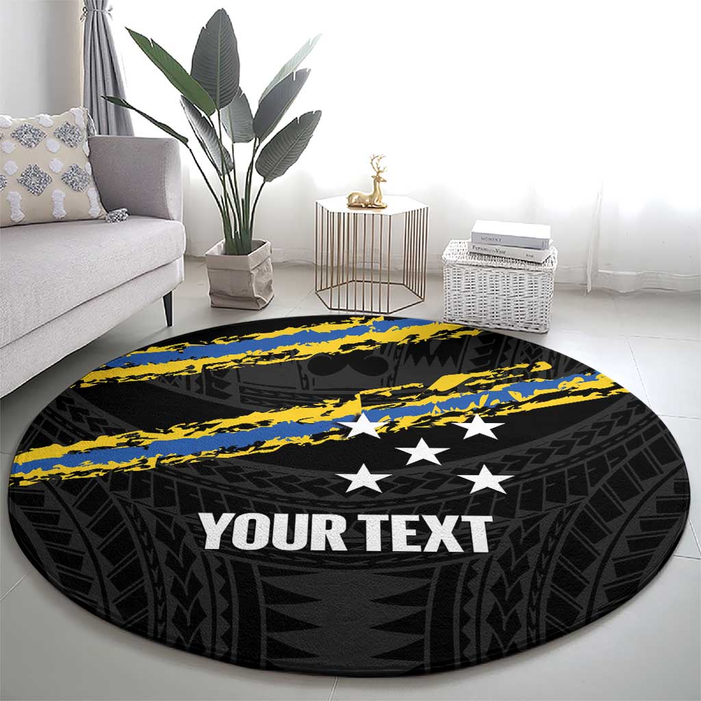 Kings Solomon Islands Football Custom Round Carpet Come On Solomons Polynesian Grunge Style LT14 - Polynesian Pride
