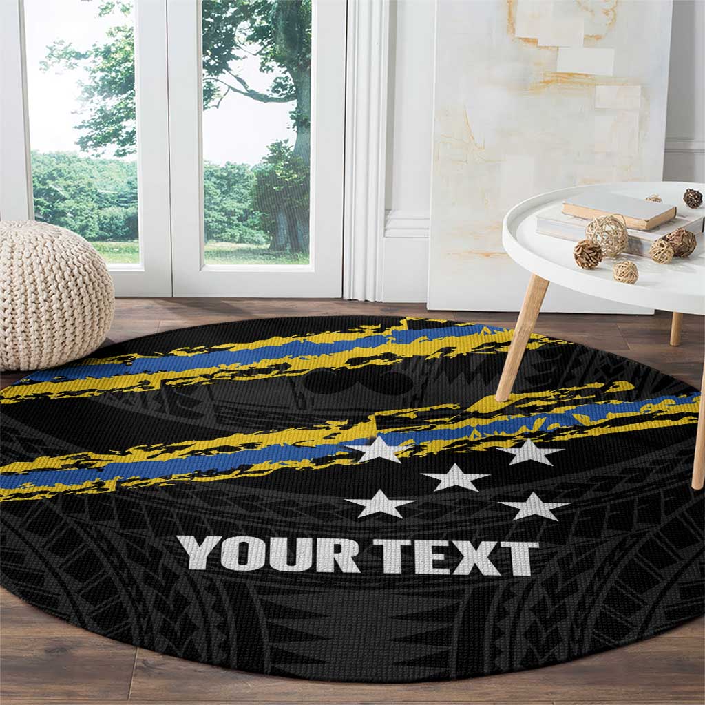 Kings Solomon Islands Football Custom Round Carpet Come On Solomons Polynesian Grunge Style LT14 - Polynesian Pride