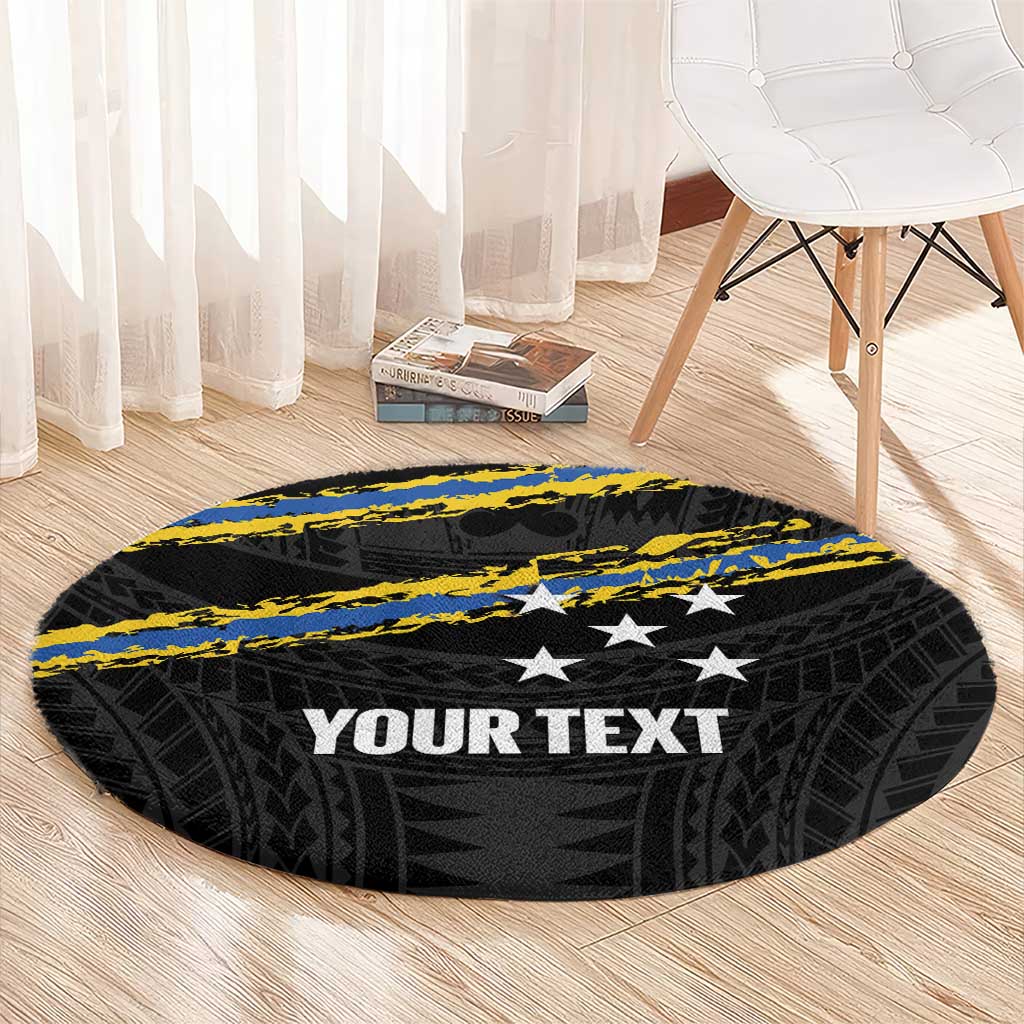 Kings Solomon Islands Football Custom Round Carpet Come On Solomons Polynesian Grunge Style LT14 - Polynesian Pride